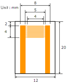 Comb-shaped Electrodes (Electro-chemical measurement chips) Diagram of product structure